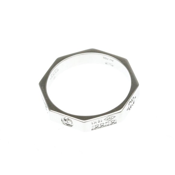 Gucci Octagonal Ring White Gold (18K) Fashion No Stone Band Ring Silver - Picture 2 of 9